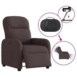 Elektrické polohovací křeslo tmavě hnědé textil - obrázek 9