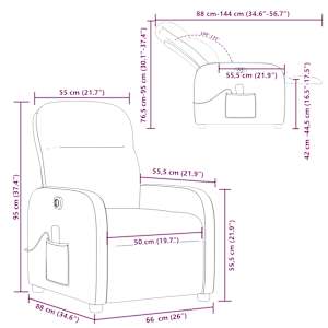 Elektrické masážní polohovací křeslo vínové textil - obrázek 17