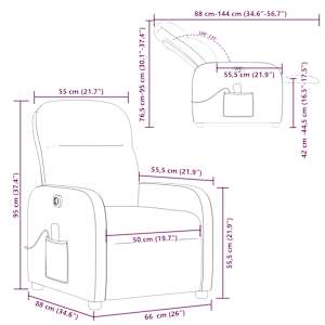 Elektrické masážní polohovací křeslo hnědé textil - obrázek 17