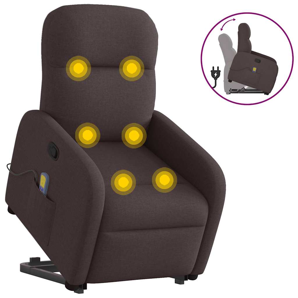 vidaXL Massagesessel mit Aufstehhilfe Dunkelbraun Stoff