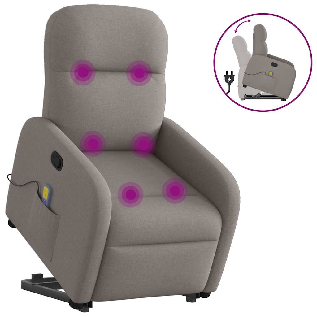 vidaXL Massagesessel mit Aufstehhilfe Taupe Stoff