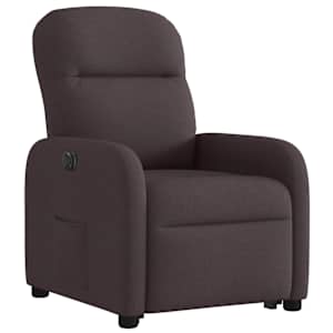 Elektrické zvedací polohovací křeslo tmavě hnědé textil - obrázek 4
