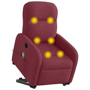 Elektrické zvedací masážní polohovací křeslo vínové textil - obrázek 3