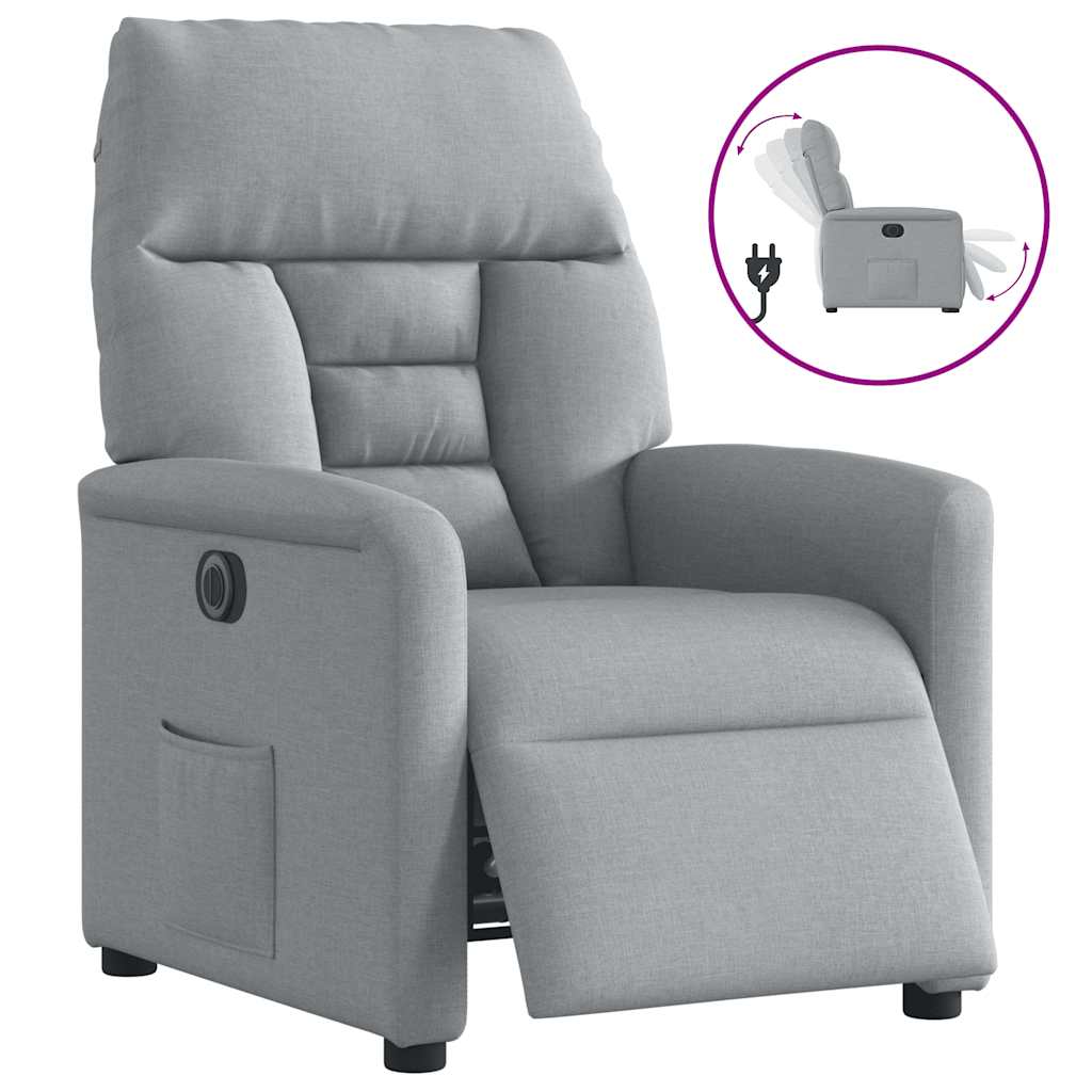 vidaXL Fotoliu rabatabil electric, gri deschis, textil