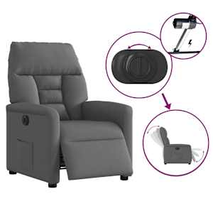 Elektrické polohovací křeslo tmavě šedé textil - obrázek 9