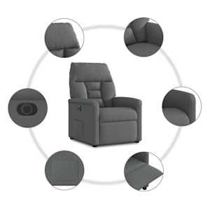 Elektrické polohovací křeslo tmavě šedé textil - obrázek 10