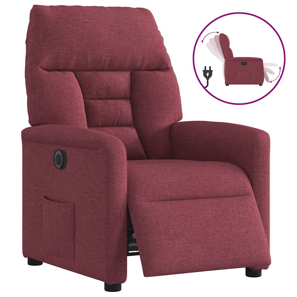 vidaXL Elektrické polohovací křeslo vínové textil