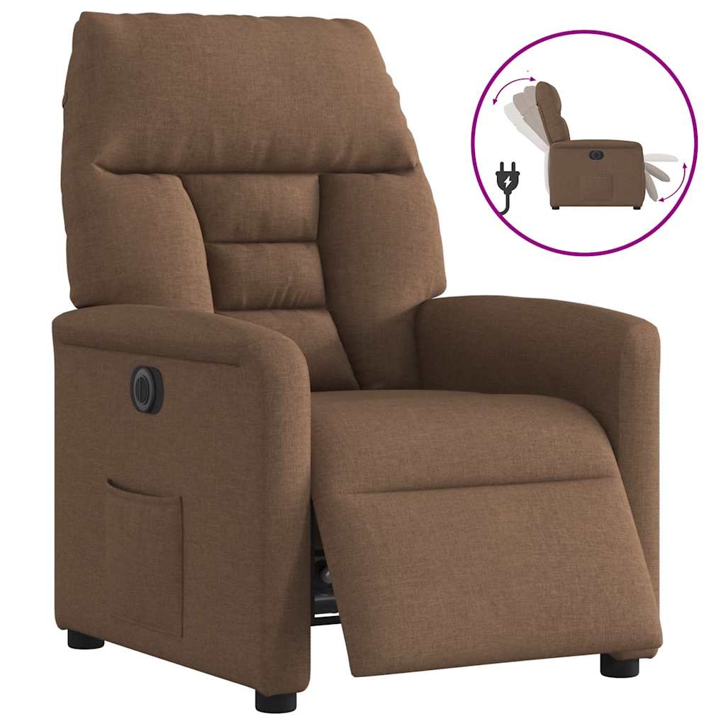 vidaXL Fotoliu rabatabil electric, maro, material textil