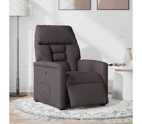 vidaXL Elektrinis atlo&scaron;iamas krėslas, tamsiai rudos spalvos, audinys