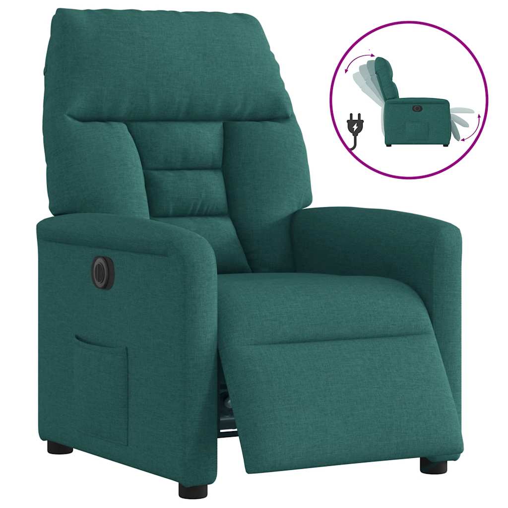 vidaXL Fotoliu rabatabil electric, verde închis, material textil
