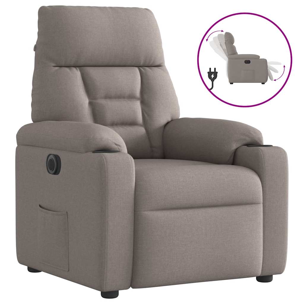 vidaXL Elektrické polohovací křeslo taupe textil