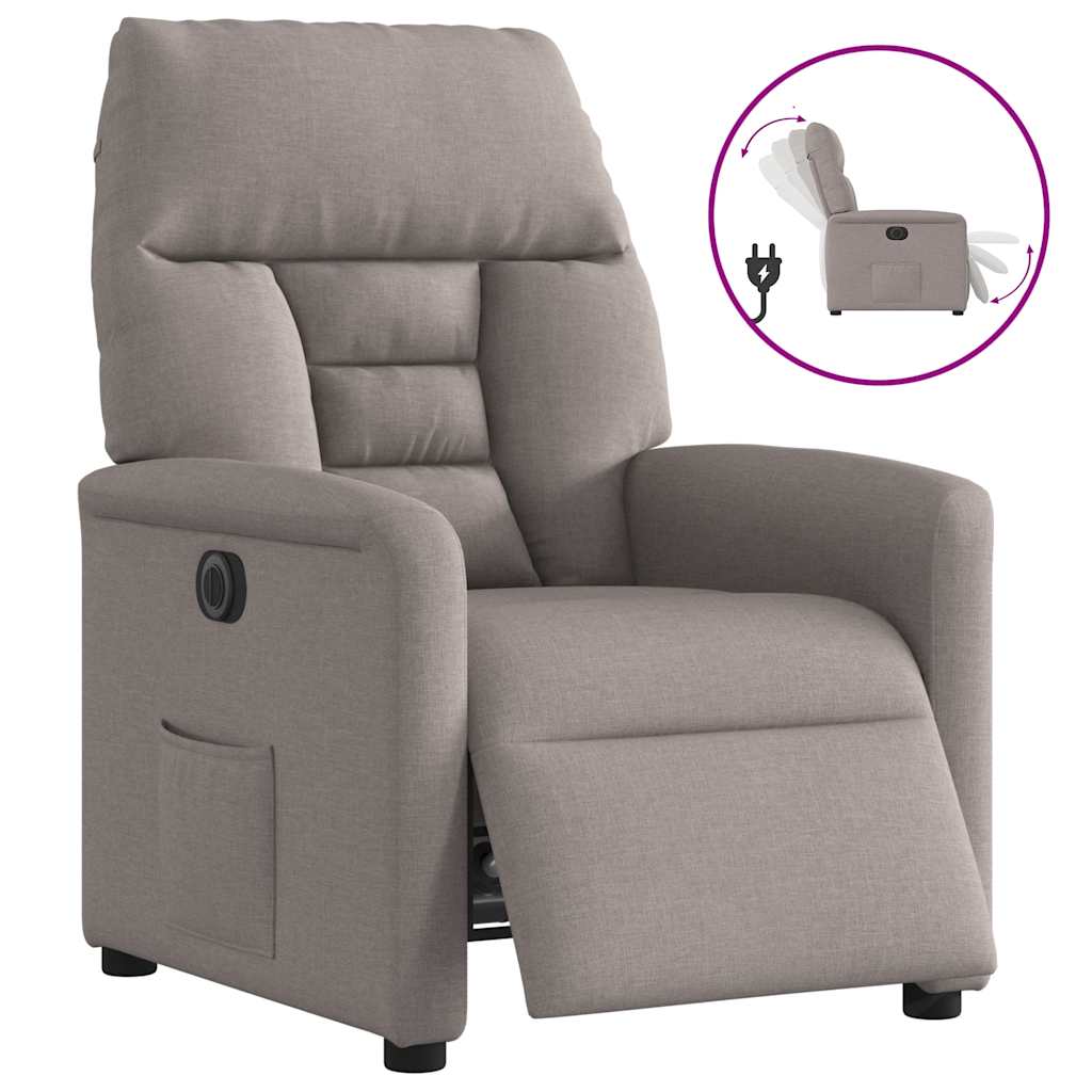 vidaXL Fotoliu rabatabil electric, gri taupe, material textil