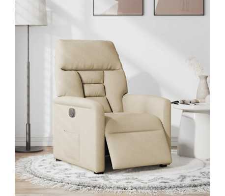 vidaXL Fotoliu rabatabil electric, crem, material textil