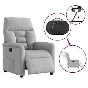 Elektrické polohovací křeslo obláčkově šedé textil - obrázek 9