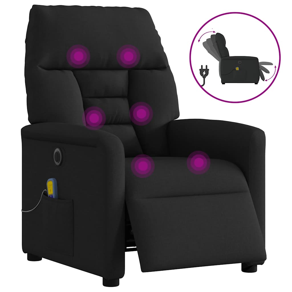 vidaXL Elektrické masážní polohovací křeslo černé textil