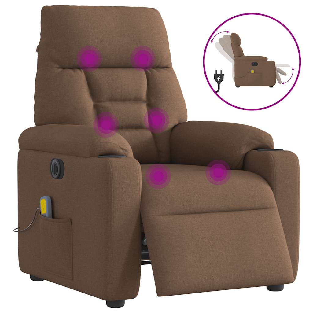 Massagestoel elektrisch verstelbaar stof bruin