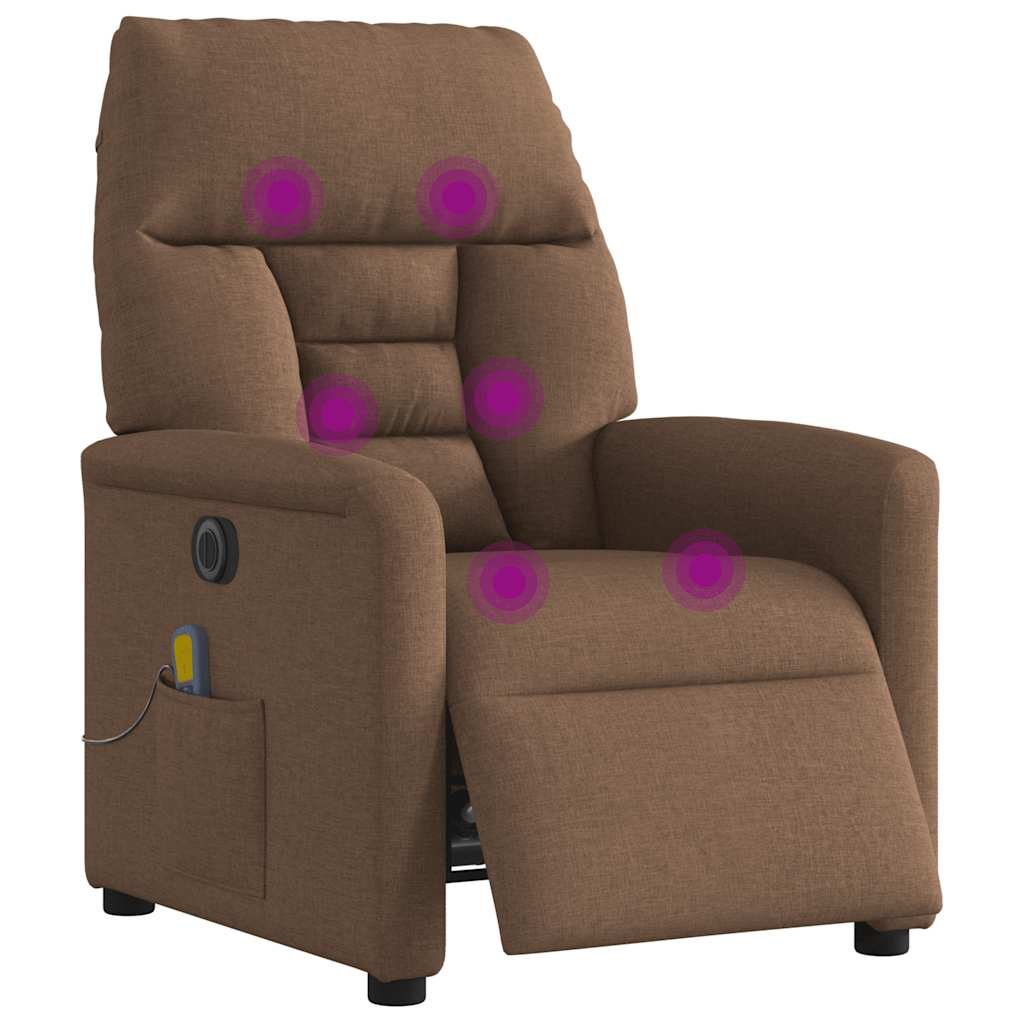 Thumbnail - vidaXL Massagesessel Elektrisch Braun Stoff