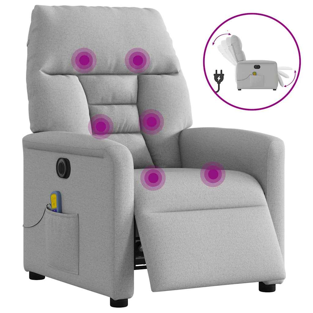 vidaXL Elektrické masážní polohovací křeslo obláčkově šedé textil