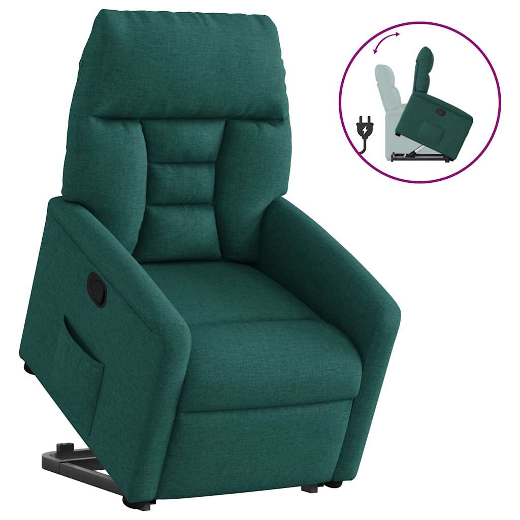 vidaXL Relaxsessel mit Aufstehhilfe Dunkelgrün Stoff