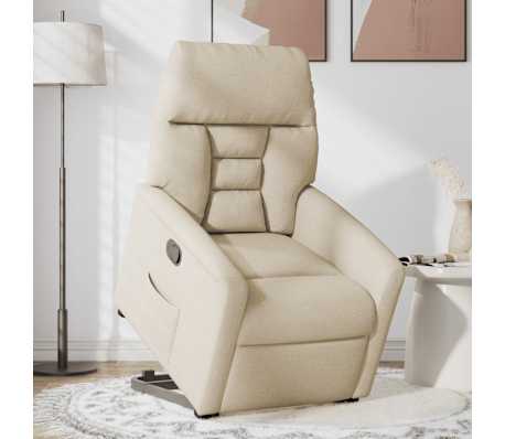 vidaXL Fotoliu rabatabil cu ridicare pe verticală, crem, textil