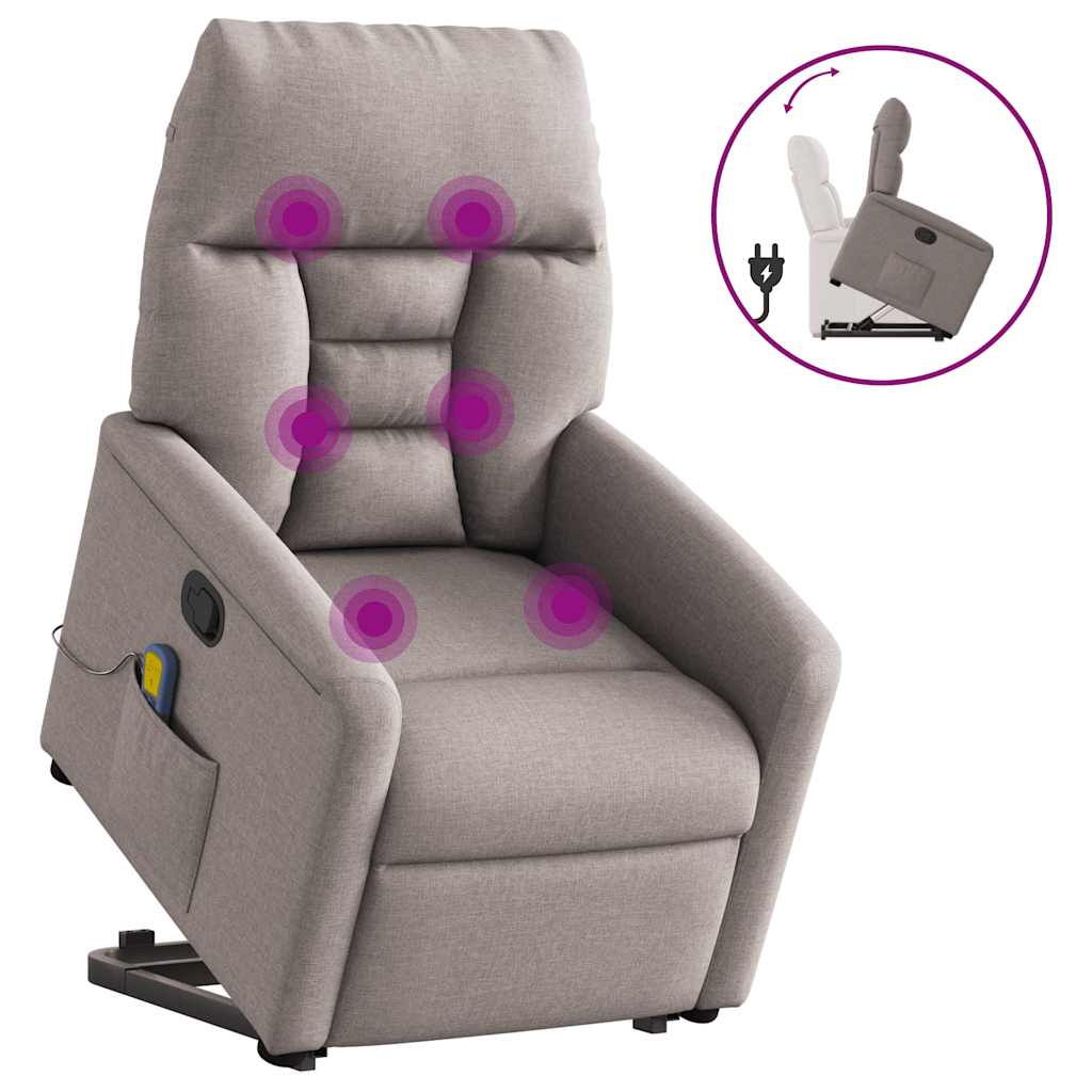 vidaXL Zvedací masážní polohovací křeslo taupe textil