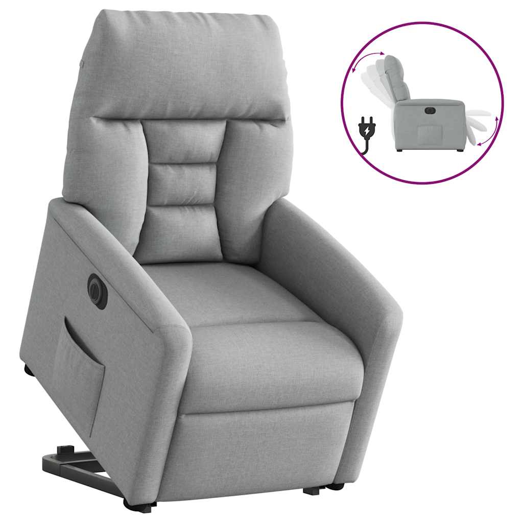 vidaXL Elektrické zvedací polohovací křeslo světle šedé textil