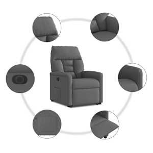 Elektrické zvedací polohovací křeslo tmavě šedé textil - obrázek 11