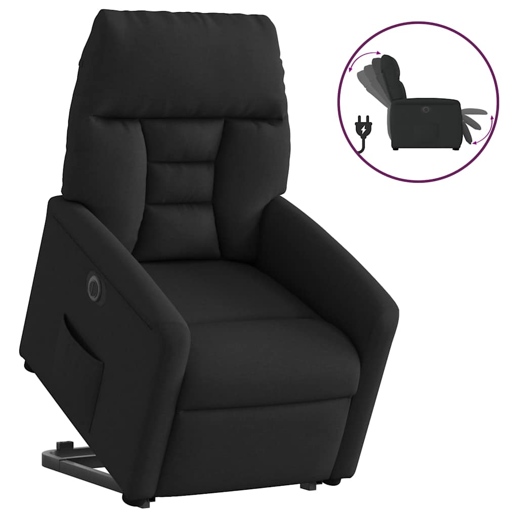 vidaXL Elektrické zvedací polohovací křeslo černé textil