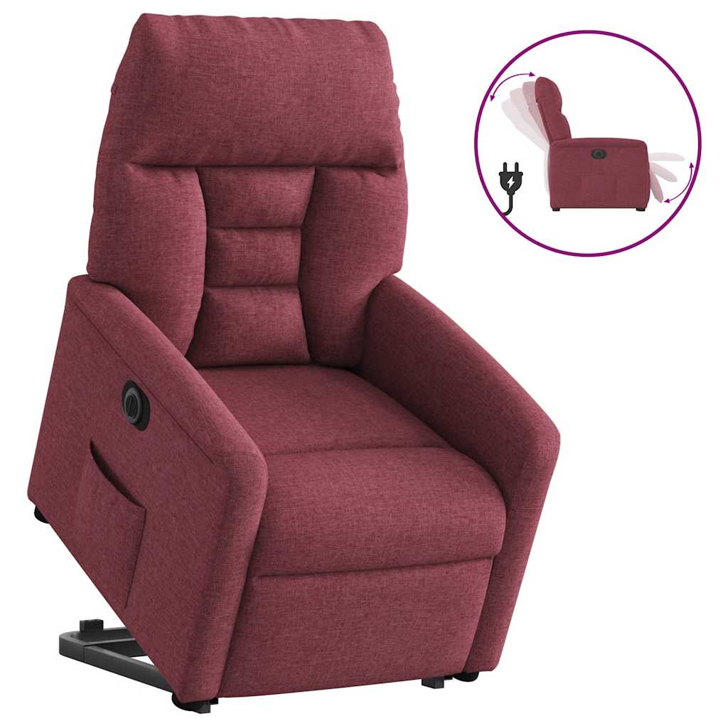 vidaXL Elektrické zvedací polohovací křeslo vínové textil