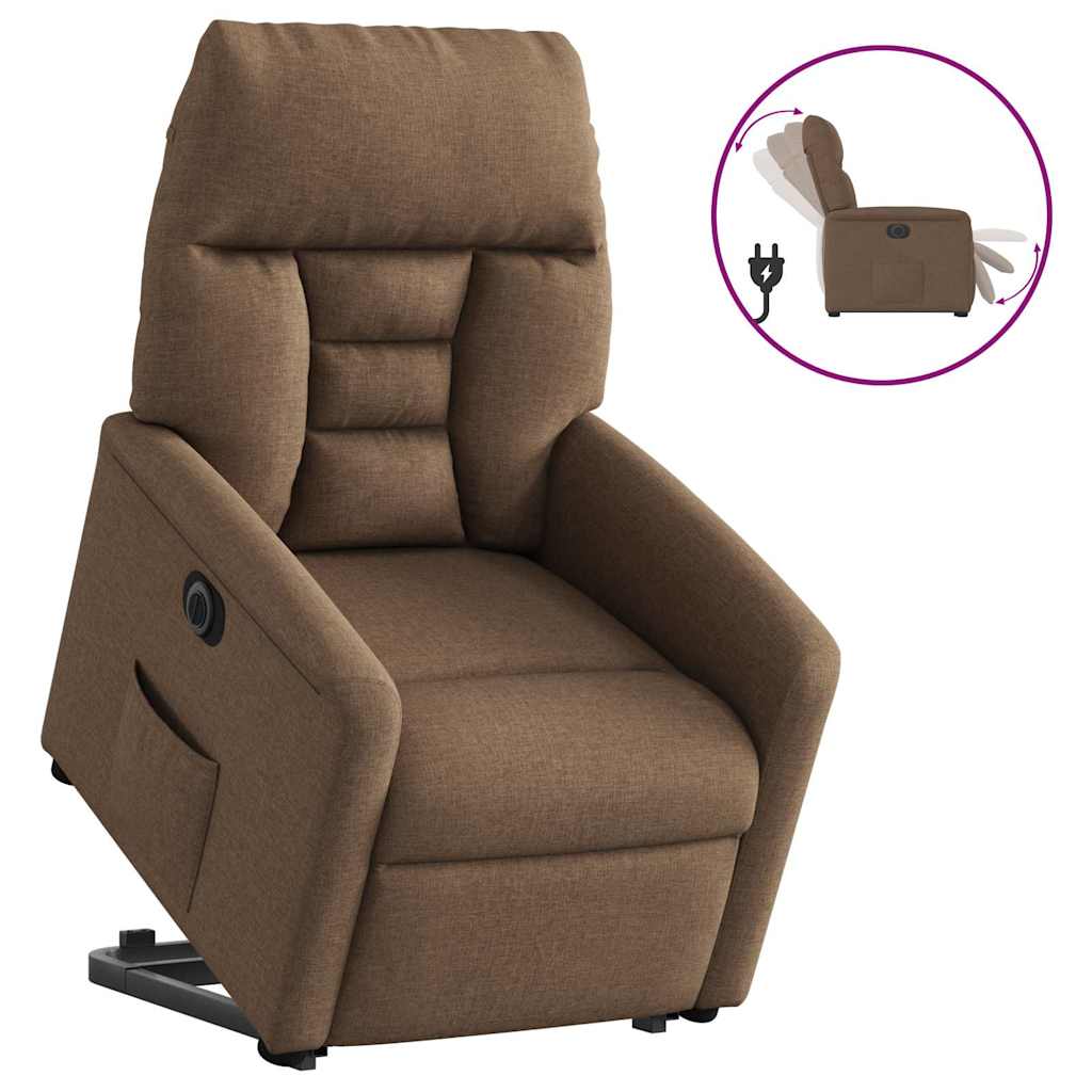 vidaXL Fotoliu electric rabatabil cu ridicare, maro, textil