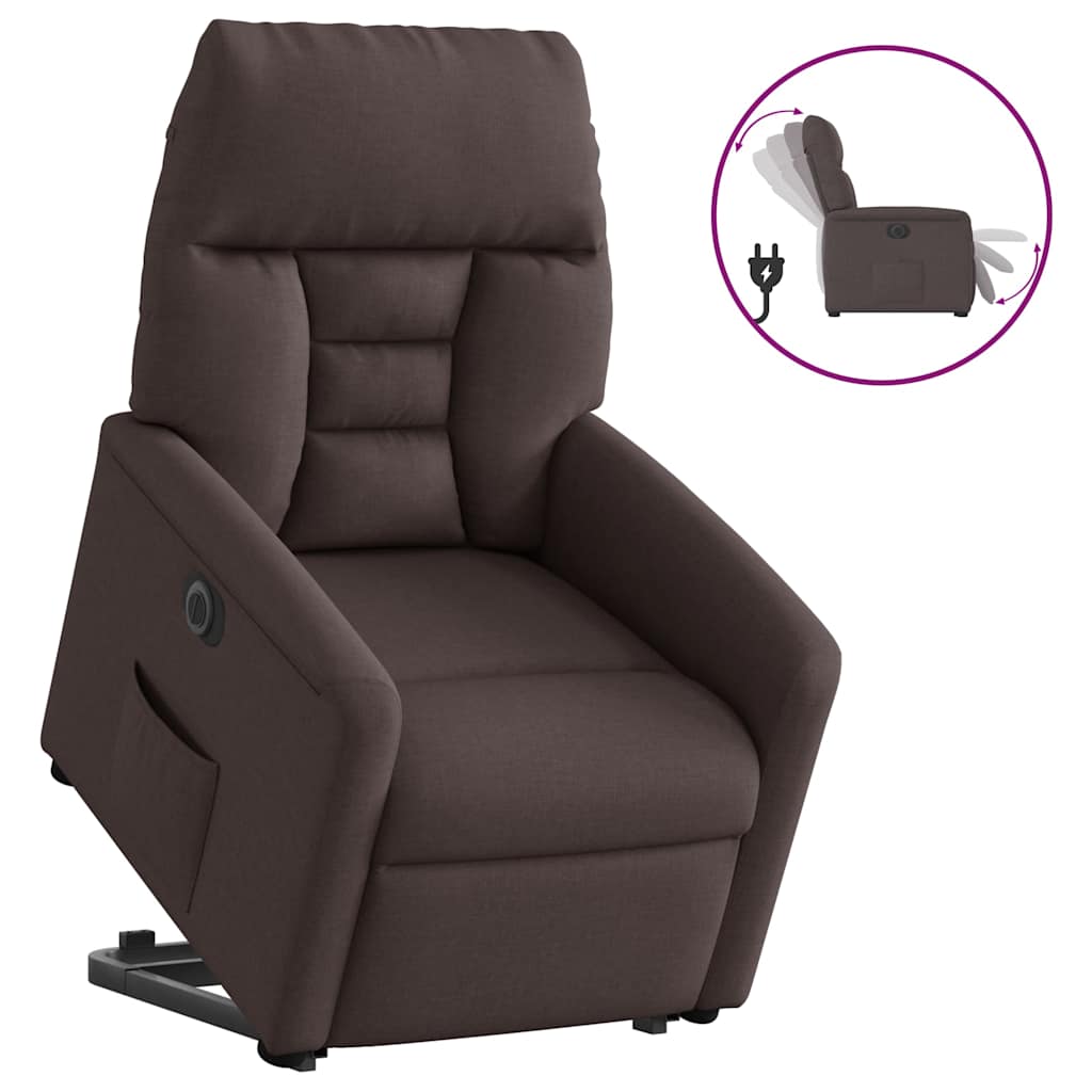 vidaXL Fotoliu electric rabatabil cu ridicare, maro închis, textil