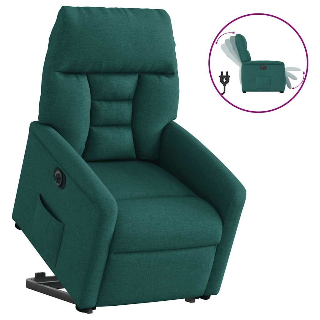 vidaXL Fotoliu electric rabatabil cu ridicare, verde închis, textil
