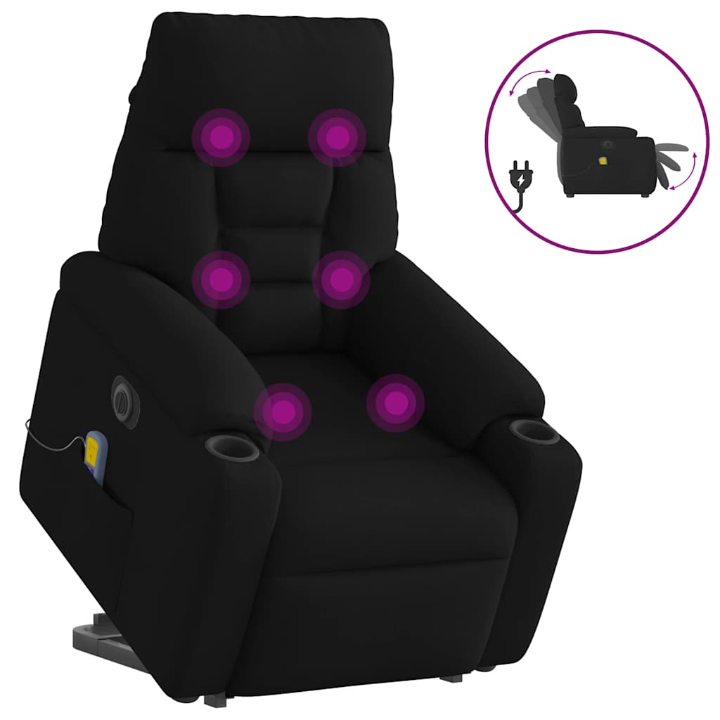 Atsistojantis elektrinis masažinis krėslas, juodas, audinys