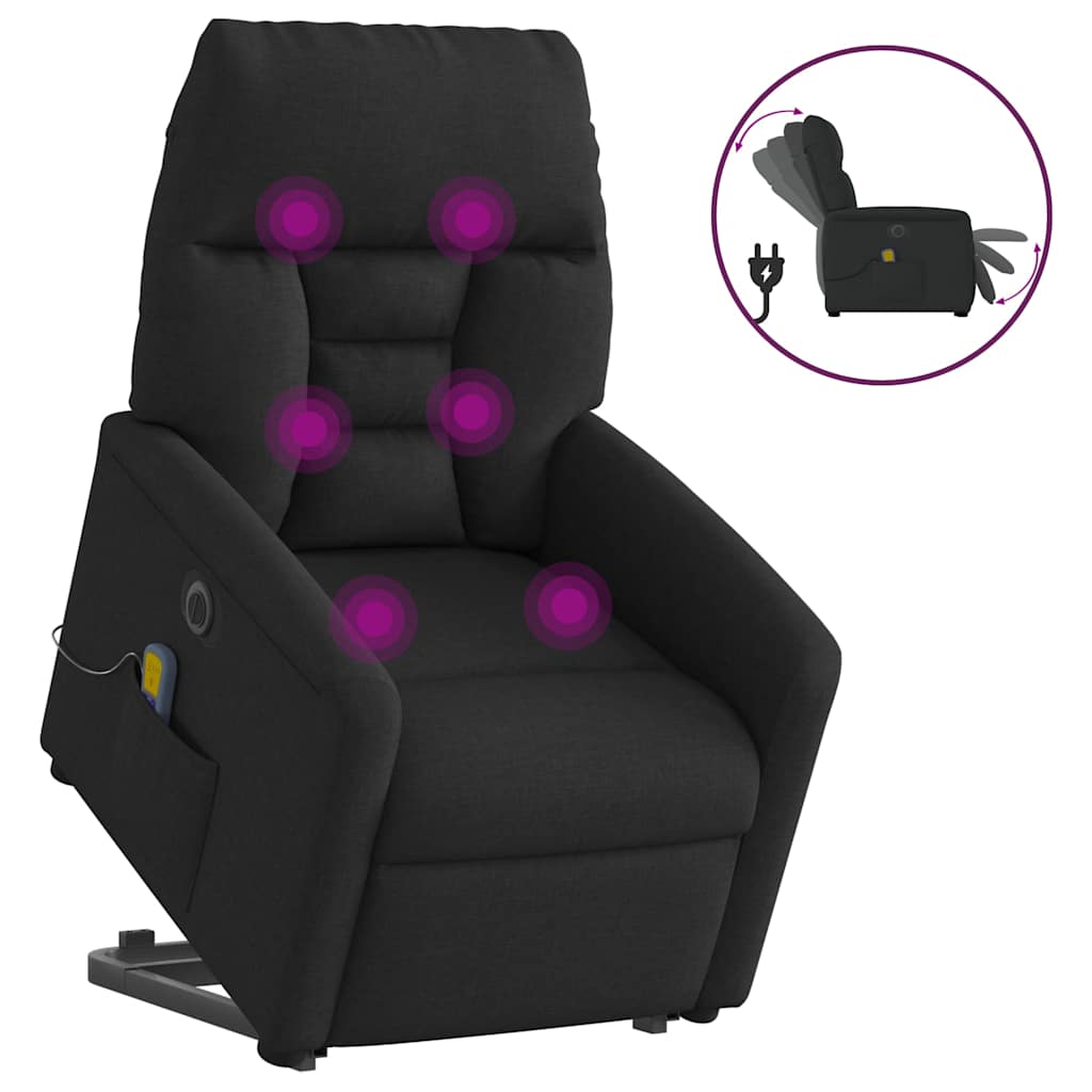 vidaXL Elektrické zvedací masážní polohovací křeslo černé textil