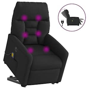 Elektrické zvedací masážní polohovací křeslo černé textil - obrázek 1