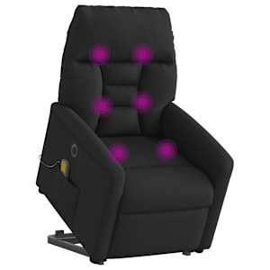 Elektrické zvedací masážní polohovací křeslo černé textil - obrázek 3