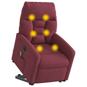 Elektrické zvedací masážní polohovací křeslo vínové textil - obrázek 3