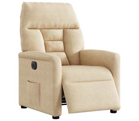 vidaXL Fotoliu rabatabil electric, crem, microfibră