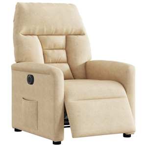 vidaXL Fotoliu rabatabil electric, crem, microfibră