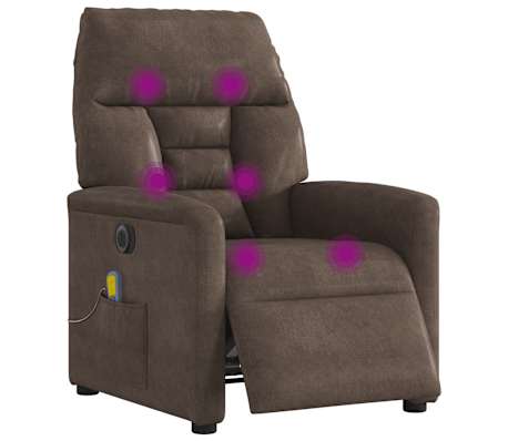 vidaXL Fotoliu de masaj rabatabil electric, maro, microfibră