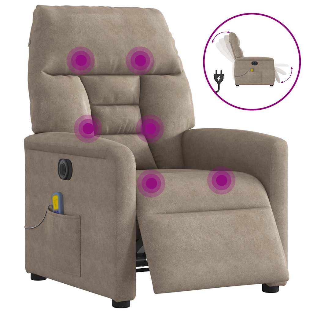 vidaXL Elektrické masážní polohovací křeslo taupe látka z mikrovlákna