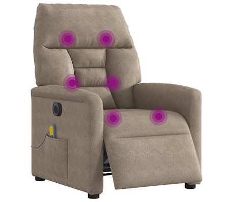 vidaXL Sill&oacute;n reclinable masaje el&eacute;ctrico tela microfibra gris taupe