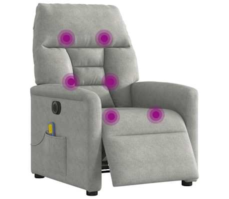 vidaXL Fotoliu de masaj rabatabil electric, gri deschis, microfibră