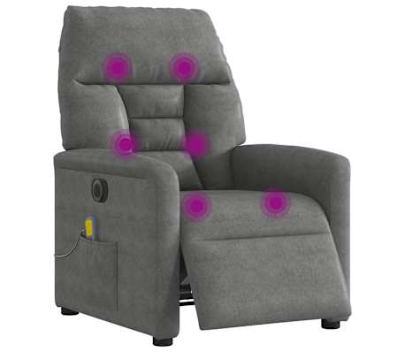 vidaXL elektrisks masāžas krēsls, tumši pelēks mikrošķiedras audums