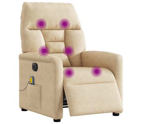 vidaXL Fotoliu de masaj rabatabil electric, crem, microfibră
