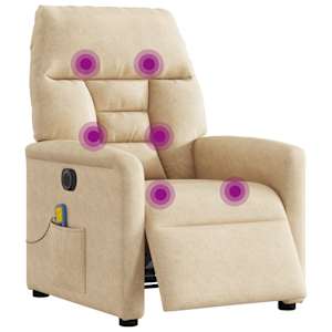 vidaXL Fotoliu de masaj rabatabil electric, crem, microfibră