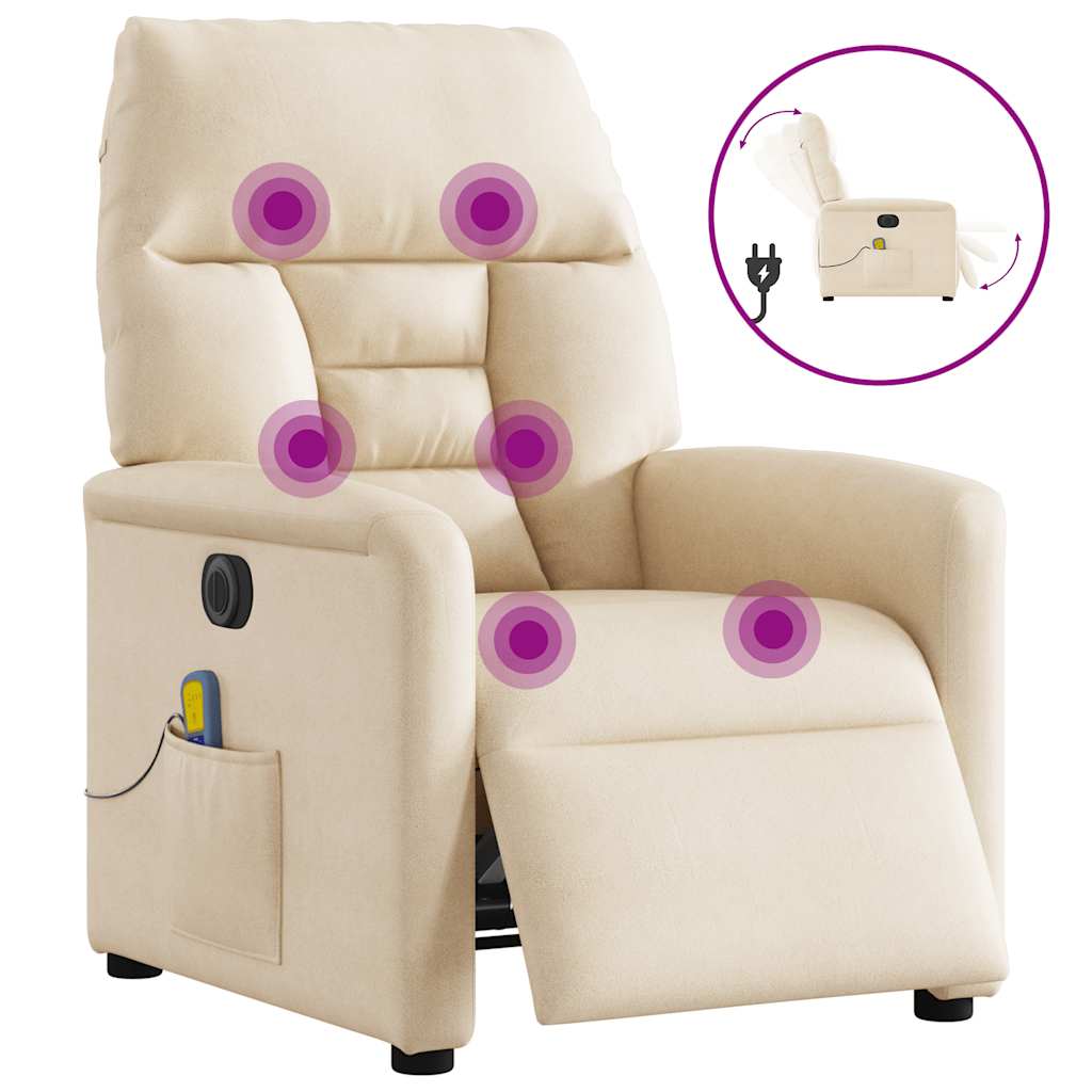 vidaXL Massagesessel Elektrisch Beige Mikrofasergewebe
