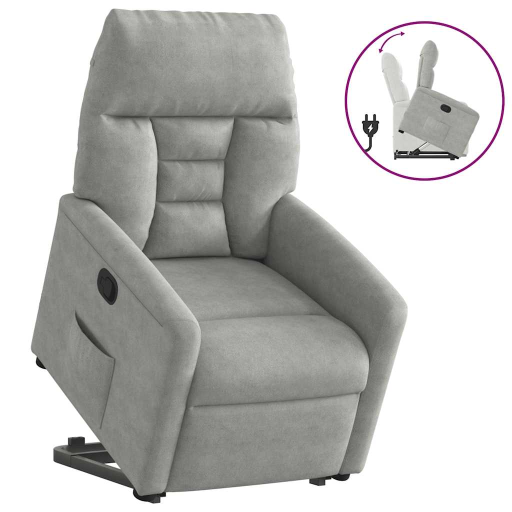 vidaXL Relaxsessel mit Aufstehhilfe Hellgrau Mikrofasergewebe