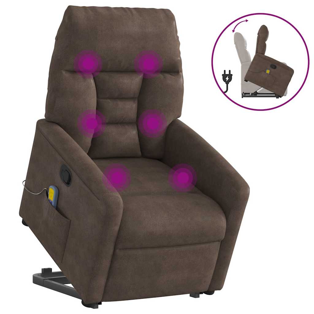 vidaXL Massagesessel mit Aufstehhilfe Braun Mikrofasergewebe