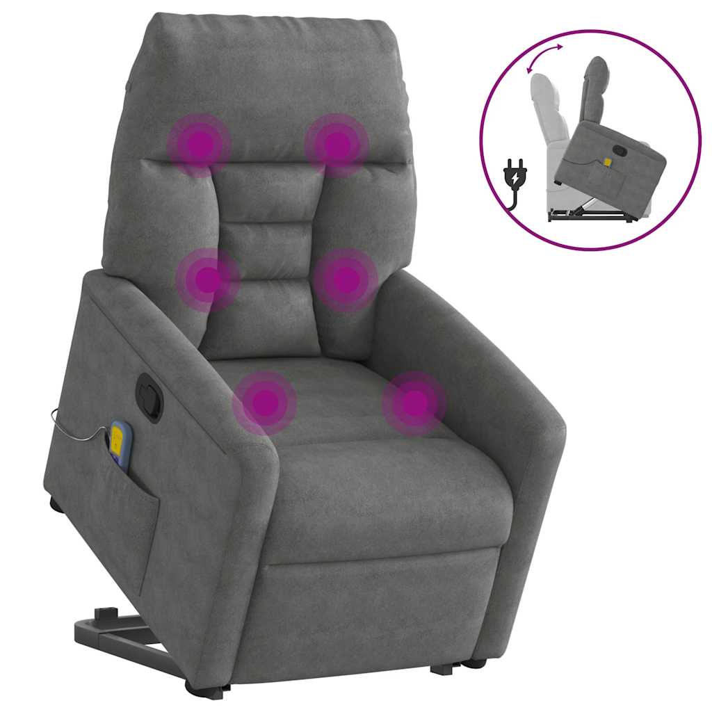 Thumbnail - vidaXL Massagesessel mit Aufstehhilfe Dunkelgrau Mikrofasergewebe